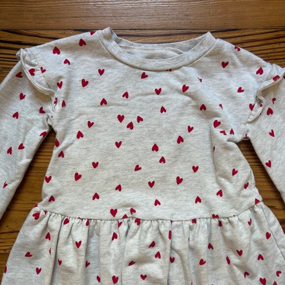 Carter's light gray red hearts valentine long sleeve sweater dress SIZE 5T - Picture 2 of 6